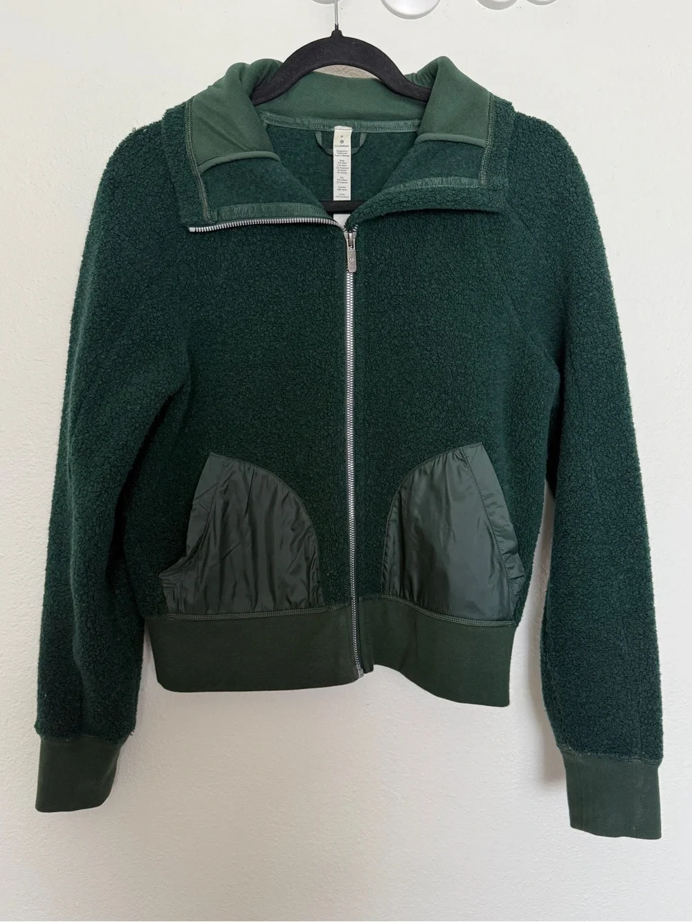Lululemon So Sherpa Jacket Malachite Green Wool Blend Fleece Size 8